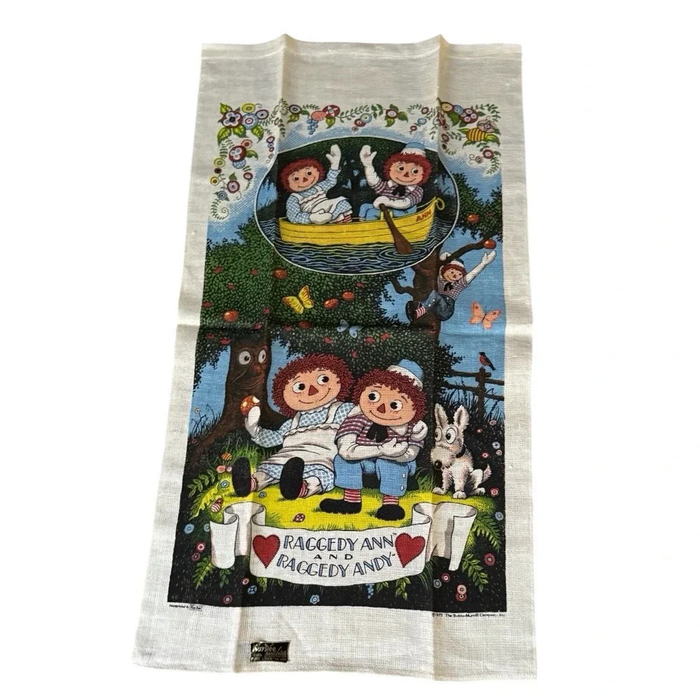 VINTAGE Kay Dee Raggedy Ann & Andy 100% Pure Linen New NOS Bobs-Merrill 1975 (2)